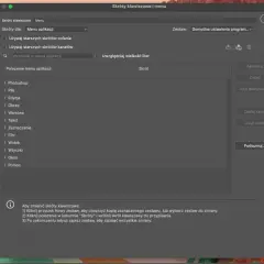 Okno dialogowe "Skróty klawiszowe i menu" w Photoshopie, gdzie można dostosować skróty klawiszowe.