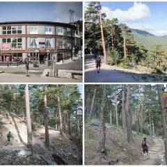 Senderismo en la ruta Siete Picos. Paisajes de montaña y bosques de pinos.