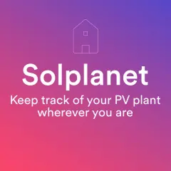 Solplanet: śledź swoją instalację PV z dowolnego miejsca. Ikony domu, panelu słonecznego, wykresów i chmury z telefonem.