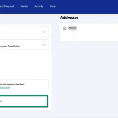 Opcje konta PayPal, gdzie można znaleźć opcję jak usunąć konto Paypo. Widoczna jest też sekcja adresów.