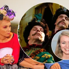 Anna Ilczuk z mężem w stylizacji na Kozaków. Kobieta ma ekstrawagancką fryzurę z lampkami.