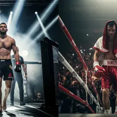 Two boxers enter the ring. The frequency of how often boxers spar varies greatly depending on their training phase.