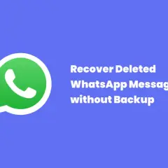 Jak odzyskać usunięte wiadomości z WhatsApp bez kopii zapasowej? Ikona WhatsApp i tekst informujący o możliwości odzyskania danych.