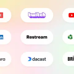 Logos of platforms like Facebook Live, Twitch, YouTube, LinkedIn, Restream, Panopto, Kaltura, Dacast, and Brightcove, helping you decide which platform is best for live streaming.