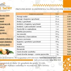Menu wigilijne catering od Moje Tatry: pierogi, uszka, ciasta i inne świąteczne przysmaki. Zamówienia do 12 grudnia.