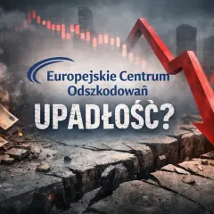 Euco akcje w płomieniach, symbolizujące upadek. Czerwona strzałka spada, a wykres giełdowy pokazuje spadki.