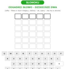 Gra "Odgadnij słowo" w stylu kurnik uno. Puste pola czekają na litery, a klawiatura pod spodem pomoże w zgadywaniu.