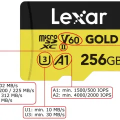 Karta Lexar 256GB z oznaczeniem A1, porównanie z A2. Wybierz kartę pamięci A1 lub A2 dla najlepszej wydajności.