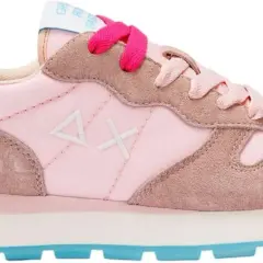 Sneaker Sun 68 donna rosa, con dettagli in camoscio e suola azzurra. Perfetta per un look casual e femminile.