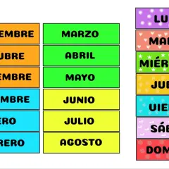 Carteles para asamblea infantil para imprimir: meses del año y días de la semana.