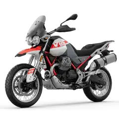 Moto Guzzi V85 TT, una moto de aventura con estilo retro, lista para explorar caminos.