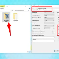 Fenster zeigt, wie man mit Windows einen Ordner sperren kann, indem man ein Passwort für das Archiv eingibt.