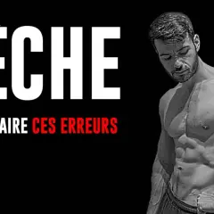 Un homme musclé pose, avec le texte "SÈCHE TU VAS FAIRE CES ERREURS". Un avertissement pour ton programme musculation semaine.