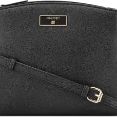 Elegancka, czarna torebka na ramię Nine West z subtelnym złotym logo. Idealna na co dzień.