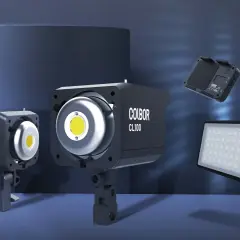COLBOR CL100 and CL100-M continuous light units, plus a smaller panel light and a battery. A visual comparison of continuous light vs flash.