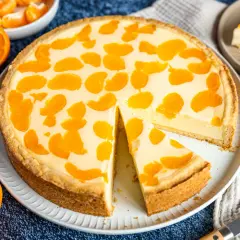 Ein saftiger faule weiber kuchen mit Mandarinenstücken, der zum Genießen einlädt.