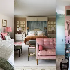 Charming small romantic bedroom ideas: patterned headboard, plush pink sofa, and a dreamy floral mural create cozy retreats.