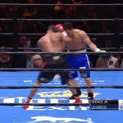 Errol Spence Jr. lands a punch in the ring. He's a southpaw, so is Errol Spence left handed.