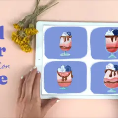 Tablet displaying four different illustration styles of desserts, with text "Find Your Illustration Style" on the left.