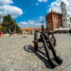 Rynek w Sandomierzu z armatą. Warto zobaczyć te atrakcje 100 km od Sandomierza.