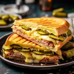 Pyszna sznytka z rozpływającym się serem, szynką i chrupiącymi ogórkami kiszonymi. Idealna na szybki lunch.