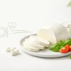 Świeża mozzarella na talerzu z pomidorkami i bazylią. Zastanawiasz się nad mozzarella kcal? To lekki i zdrowy wybór.
