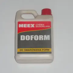 Biały kanister z czerwonym korkiem, zawiera środek "DOFORM" do smarowania form do betonu.