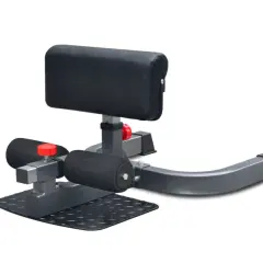 Sissy squat machine z czarnym siedziskiem i wałkami na nogi, idealny do treningu siłowego.