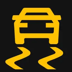 Voyant ESP allumé, signalant une perte d'adhérence. Attention, la route est glissante !