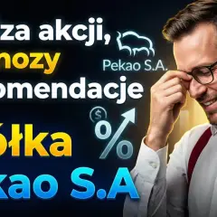 Analizy akcji i prognozy od Pekao S.A. - mężczyzna z okularami uśmiecha się, sugerując sukces.