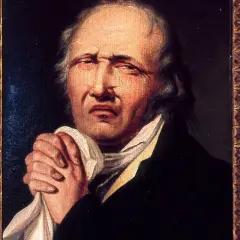 Portret mężczyzny z chusteczką w dłoniach, z wyrazem cierpienia na twarzy. Obraz przedstawia, kim był Wojciech Bogusławski, aktor i dramaturg.