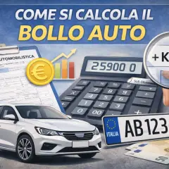 Calcolo bollo auto 2026: auto bianca, calcolatrice, euro, targa e documenti per capire quanto pagare.