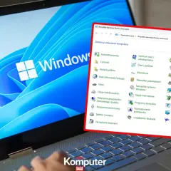 Panel sterowania Windows 11 z widocznymi opcjami konfiguracji systemu, takimi jak "Centrum sieci i udostępniania" czy "Menedżer urządzeń".