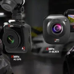 Dwie kamery samochodowe Xblitz: A2 GPS i Z9 BLACK. Zapewniają nagrywanie na postoju, chroniąc Twój pojazd.