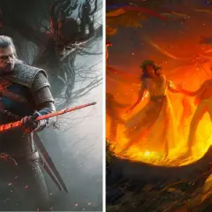 Geralt z Rivii gotowy do walki z potworem, a obok taniec przy ognisku. Zapowiedź wiedźmin 3 nowy dodatek.