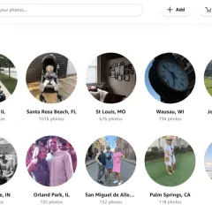 Organizing digital photos by location is easy with this interface. See photos from Chicago, Santa Rosa Beach, St. Louis, and more.