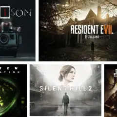 Kolaż okładek gier: Madison, Resident Evil 7, Alien Isolation, Silent Hill 2, Dead Space – to najstraszniejsze gry na świecie.