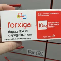 Opakowanie leku Forxiga 10mg z dapaglifloziną, które może być objęte refundacją.