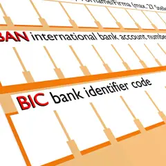 Formular z polami na IBAN i BIC. Potrzebujesz kodu BIC, aby wysłać pieniądze za granicę.