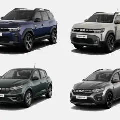 Cztery modele Dacia: Bigster, Duster, Sandero i Jogger. Wyobraź sobie, że to ich wersje dacia hybryda, gotowe na przyszłość.