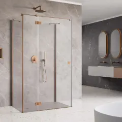 Nowoczesna łazienka z prysznicem walk-in. Zastanawiasz się, ile schnie silikon sanitarny przy montażu?