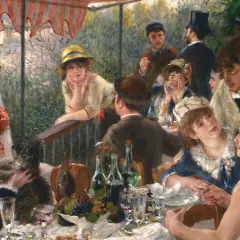 Obraz "Biesiada u wioślarzy" Renoir'a to przykład impresjonizmu. Pokazuje radosne spotkanie towarzyskie na świeżym powietrzu, pełne światła i koloru.