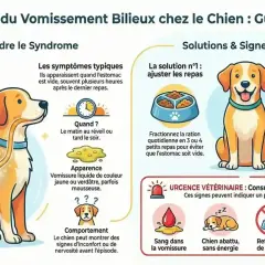 Guide sur le vomissement bilieux chez le chien. Symptômes : vomissures jaunes, léthargie, refus de manger. L'insuffisance hépatique chez le chien peut présenter des symptômes similaires.