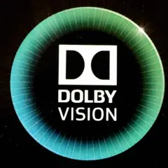 Logo Dolby Vision na ekranie telewizora Samsung, zapewniające kinową jakość obrazu.