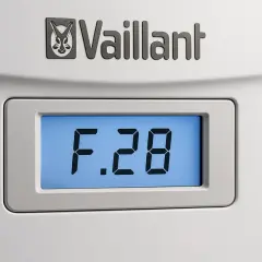 Wyświetlacz kotła Vaillant pokazuje kod błędu F.28.