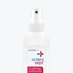 Biały spray z pompką, zawierający oktenidynę. Służy do dezynfekcji skóry i małych powierzchni.