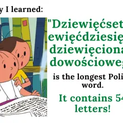 Dzieci czytają o najdłuższym polskim słowie: "Dziewięćsetdziewięćdziesięciodziewięcionarodowościowego", które ma 54 litery!