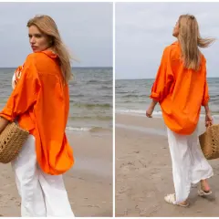 Pomarańczowa koszula: Jak nosić? Modne stylizacje i triki stylistki