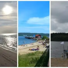 Trzy plaże: słoneczna nad morzem, z pomostem i ludźmi, oraz nad jeziorem z ratownikiem. Idealne miejsca na najkrótsza trasa nad morze i nie tylko!