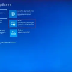 Erweiterte Optionen: UEFI-Firmwareeinstellungen ändern, um den sicheren Start von Windows 11 zu konfigurieren.